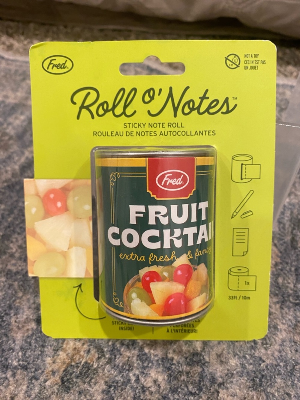 Fred Roll O'Notes Fruit Cocktail Sticky Note Roll - Green & Yellow